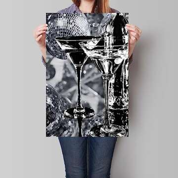 Lianxiaw Disco Tequila Print Black White Wall Art - Poster Canvas Wall Art - Funky Poster - Trendy R...