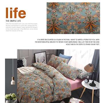 VM VOUGEMARKET Gold Duvet Cover Queen,Medallion Paisley Print Bedding Set 400 Thread Count Percale Cotton Vibrant Bohemian Pattern Quit Cover with Zipper Closure