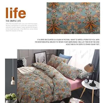 VM VOUGEMARKET Gold Duvet Cover Queen,Medallion Paisley Print Bedding Set 400 Thread Count Percale Cotton Vibrant Bohemian Pattern Quit Cover with Zipper Closure