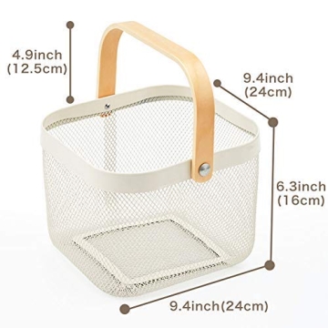 EZOWare Metal Mesh Storage Baskets with Wood Handle