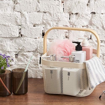 EZOWare Metal Mesh Storage Baskets with Wood Handle