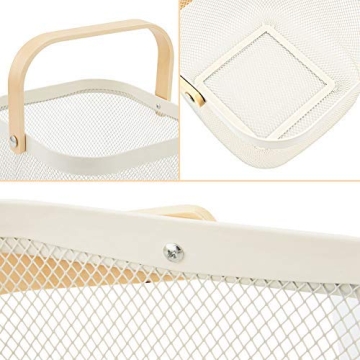EZOWare Metal Mesh Storage Baskets with Wood Handle