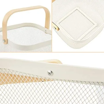 EZOWare Metal Mesh Storage Baskets with Wood Handle