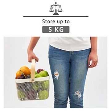 EZOWare Metal Mesh Storage Baskets with Wood Handle