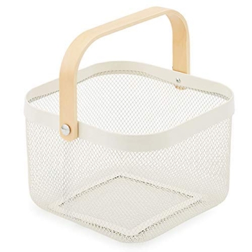 EZOWare Metal Mesh Storage Baskets with Wood Handle