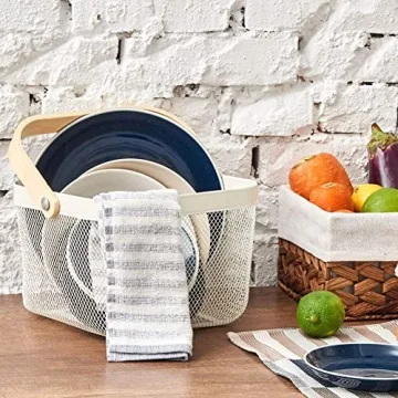 EZOWare Metal Mesh Storage Baskets with Wood Handle
