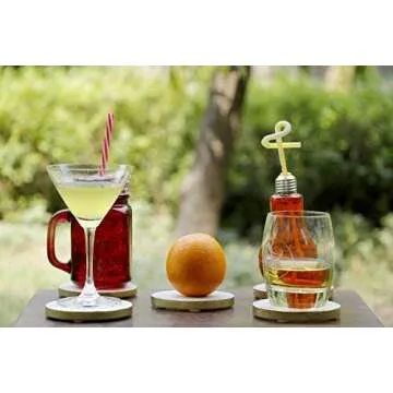 GoCraft Marble Gold Edge Coasters Set of 6 for Drinks and Beverages
