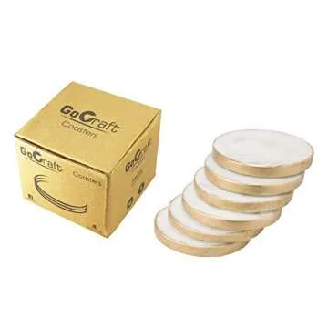 GoCraft Marble Gold Edge Coasters Set of 6 for Drinks and Beverages