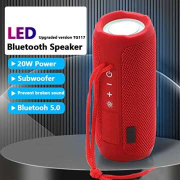 TGUCITESEN Bluetooth Speaker Outdoor Portable Speakers Portable Speaker,Compatible with Hands Free Calling Subwoofer Speaker Bluetooth 5.3 Ideal for Home,Travel,Outdoor Camping (Red Max)