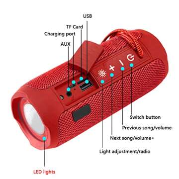 TGUCITESEN Bluetooth Speaker Outdoor Portable Speakers Portable Speaker,Compatible with Hands Free Calling Subwoofer Speaker Bluetooth 5.3 Ideal for Home,Travel,Outdoor Camping (Red Max)