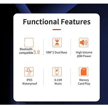 TGUCITESEN Bluetooth Speaker Outdoor Portable Speakers Portable Speaker,Compatible with Hands Free Calling Subwoofer Speaker Bluetooth 5.3 Ideal for Home,Travel,Outdoor Camping (Red Max)