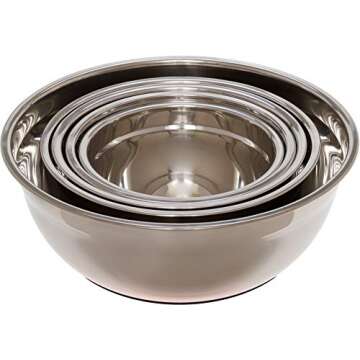 Lake Industries Stainless Steel Mixing Bowls (5 Piece Set) - Black Non-Slip Base - Easy to Clean, Pr...