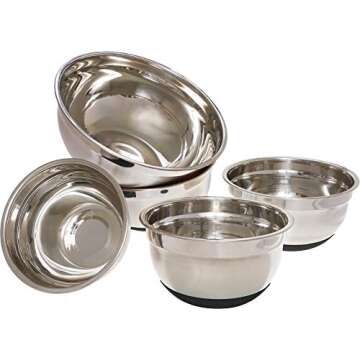 Lake Industries Stainless Steel Mixing Bowls (5 Piece Set) - Black Non-Slip Base - Easy to Clean, Premium Nesting Bowls (1.5 2.0 2.5 3.5 & 7.0 QT)