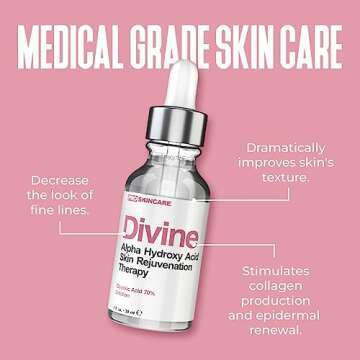 Glycolic Acid Peel 70% Professional Chemical Peel for Face at Home - Intense Alpha Hydroxy Acid Skin Peel For Acne Scars, Collagen Boost, Wrinkles, Fine Lines - Liquid Exfoliant for Face Peel Mask