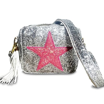 AuroraBTQ Pink Star Accent Goose Crossbody Bag Purse for Teen Girls