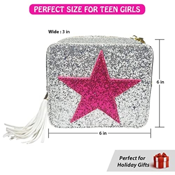 AuroraBTQ Pink Star Accent Crossbody Bag for Teens