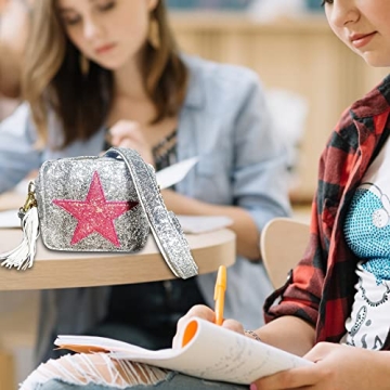 AuroraBTQ Pink Star Accent Crossbody Bag for Teens