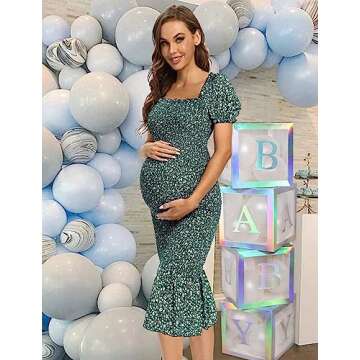 Chic Maternity Floral Midi Bodycon Dress for Summer Events