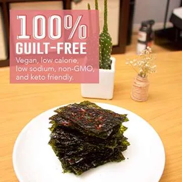 KPOP Foods Kimchi Sea Snacks - Premium Kimchi Flavored Seaweed Snacks. 20 Individual Snack Packs. Made with Korean Seaweed. Vegan, Keto, Low Calorie, Superfood.