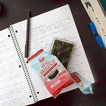 KPOP Foods Kimchi Sea Snacks - Premium Kimchi Flavored Seaweed Snacks. 20 Individual Snack Packs. Made with Korean Seaweed. Vegan, Keto, Low Calorie, Superfood.