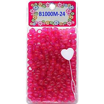 Tara Assorted Color Design 240 Pieces Plastic Beads 10x12 mm for Braid Hair for Girls (Glitter HOT P...