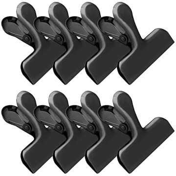 Funfery Stylish 8 Pack Stainless Steel Chip Clips 3 Inch - Kitchen & Office Essentials