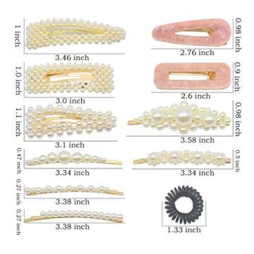 16Pcs spiral hair ties,Pearl Hair Clips for Women Girls,Bingolar hair rings hair coil Pearl Hair Pin...