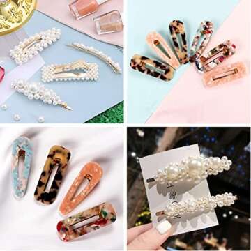 Stylish 16Pcs Pearl Hair Clips & Spiral Ties for Women