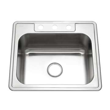 Houzer Stainless Steel 2522-8BS3-1 Glowtone Series Kitchen Sink - Durable & Easy to Install for Any ...