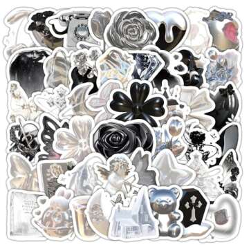 100pcs Cute Small Stickers Set Kawaii,Cardstock Stickers Decorative Masking Stickers Planner Stickers for Personalize (Black and White)