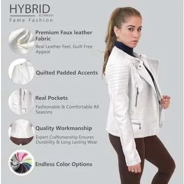 Olivia Miller Womens Faux Leather Zip Up Moto Biker Jacket – Stylish & Versatile