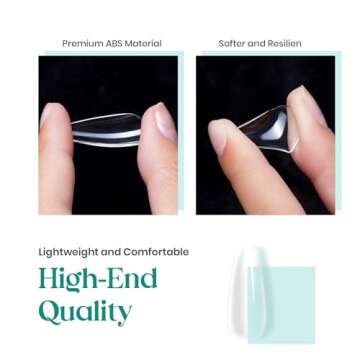 Beetles Gel Nail Kit Nail Tips 500Pcs Medium Coffin Pre Shaped Clear Full Cover False Nails for Gel Art Polish Soak Off Lamp Easy Nail Extensions Acrylic False Press on Nail Tips