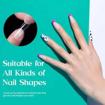 Beetles Gel Nail Kit Nail Tips 500Pcs Medium Coffin Pre Shaped Clear Full Cover False Nails for Gel Art Polish Soak Off Lamp Easy Nail Extensions Acrylic False Press on Nail Tips