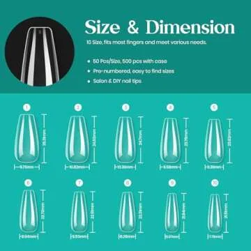 Beetles Gel Nail Kit Nail Tips 500Pcs Medium Coffin Pre Shaped Clear Full Cover False Nails for Gel Art Polish Soak Off Lamp Easy Nail Extensions Acrylic False Press on Nail Tips