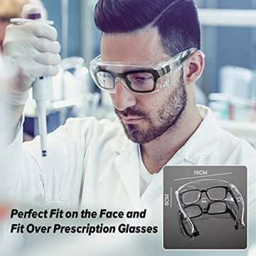 Safety Glasses Goggles Over Eyeglasses Anti Fog for Women Men Safety Goggles Over Glasses Eye Protec...