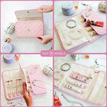 Tidy Jewels! Travel Jewelry Organizer - Traveling Jewelry Case with Tangle-Free Necklace Jewelry Sto...