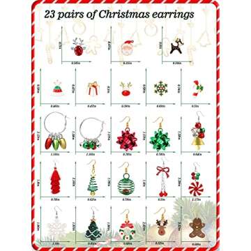 23 Pairs Christmas Earrings for Women Xmas Holiday Dangle Earrings Christmas Stud Tree Snowflake Bow Bells Light Earrings Bulk Cute Christmas Party Jewelry Gifts