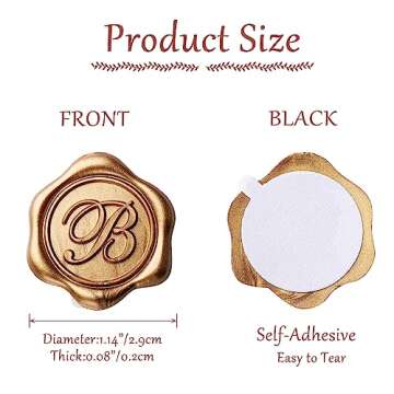 Yoption Initial R Wax Seal Stickers, 100 Pack Antique Gold Letter Self Adhesive Envelope Sealing Stickers for Wedding Party Birthday Christmas (R)