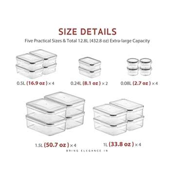 Syntus Food Storage Containers with Lids, 18 Pack (36 Pieces) 12.8L Plastic Airtight Reusable Meal P...