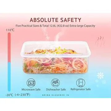 Syntus Food Storage Containers with Lids, 18 Pack (36 Pieces) 12.8L Plastic Airtight Reusable Meal Prep Lunch Containers for Kitchen & Pantry Organization