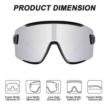 Karsaer Vision Big Shield Wraparound Sunglasses Rave for Men Women Neon Sun Visor Glasses Cycling Ski Shades 80s 90s