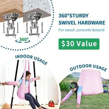 OUTREE Sensory Swing for Kids with 360° Swivel Hanger, Indoor Therapy Swing Great for Autism, ADHD, Sensory Processing Disorder, and Autistic Children