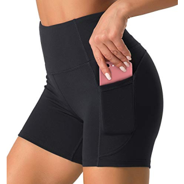 Dragon Fit High Waist Yoga Shorts for Women with 2 Side Pockets Tummy Control Running Home Workout S...
