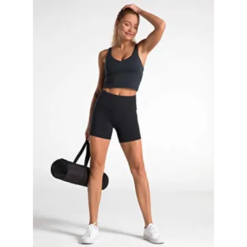 Dragon Fit High Waist Yoga Shorts for Women with 2 Side Pockets Tummy Control Running Home Workout Shorts(Small, Black)