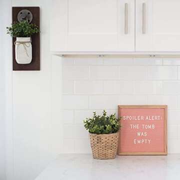 Felt Letter Board, 10x10in Changeable Letter Board with Letters White 300 Piece - Felt Message Board, Oak Frame Wooden Letter Board for Baby Announcements, Milestones, Office Decor & More (Coral)