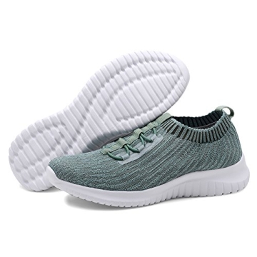 TIOSEBON Women's Lightweight Casual Walking Athletic Shoes Breathable Running Slip-On Sneakers for Jogging Workout 5 US Green
