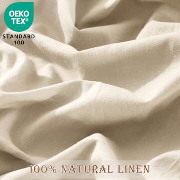 Wondnuga 100% Linen Duvet Cover, Pure French Flax Linen Duvet Cover Queen, Breathable Soft Durable Luxury with 8 Corner Ties and Zipper Closure - Nature Linen 3 Pieces (1 Duvet Cover 2 Pillowcases)
