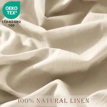 Wondnuga 100% Linen Duvet Cover, Pure French Flax Linen Duvet Cover Queen, Breathable Soft Durable Luxury with 8 Corner Ties and Zipper Closure - Nature Linen 3 Pieces (1 Duvet Cover 2 Pillowcases)