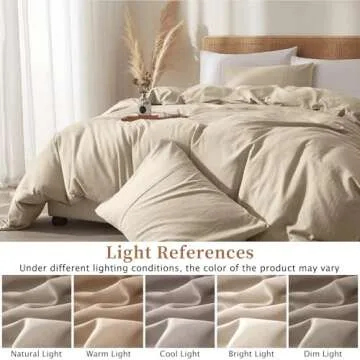 Wondnuga 100% Linen Duvet Cover, Pure French Flax Linen Duvet Cover Queen, Breathable Soft Durable Luxury with 8 Corner Ties and Zipper Closure - Nature Linen 3 Pieces (1 Duvet Cover 2 Pillowcases)