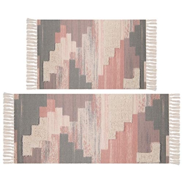 HiiARug Boho Rug Set: Tufted Farmhouse Rugs with Tassels for Modern Bohemian Decor